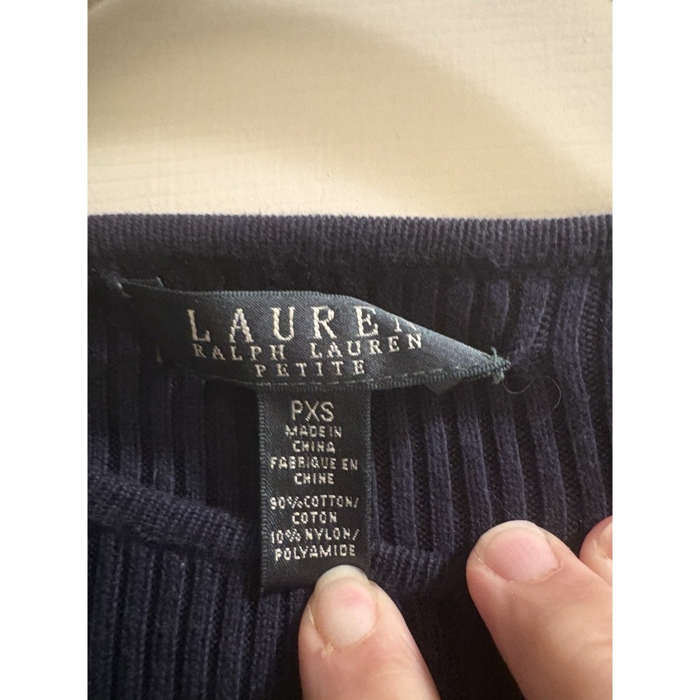 Ralph Lauren Sweater Women's Navy Striped Petite XS - Picture 3 of 4
